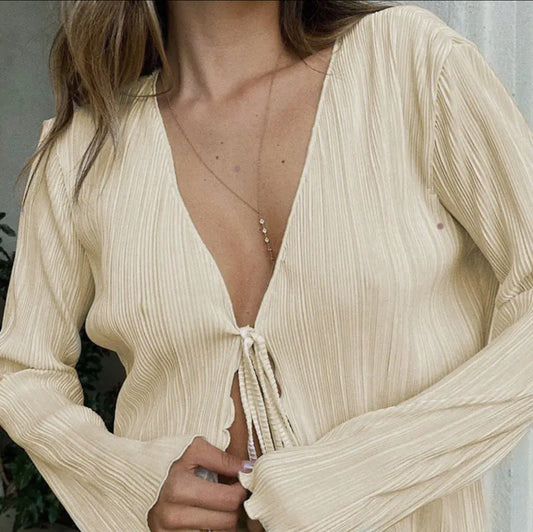 Summer French Style Ruffle Blouse