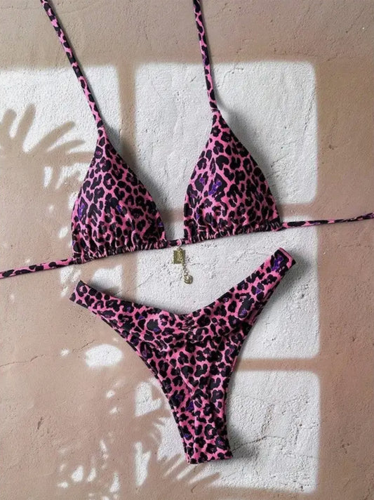 Tie Leopard Print Bikini
