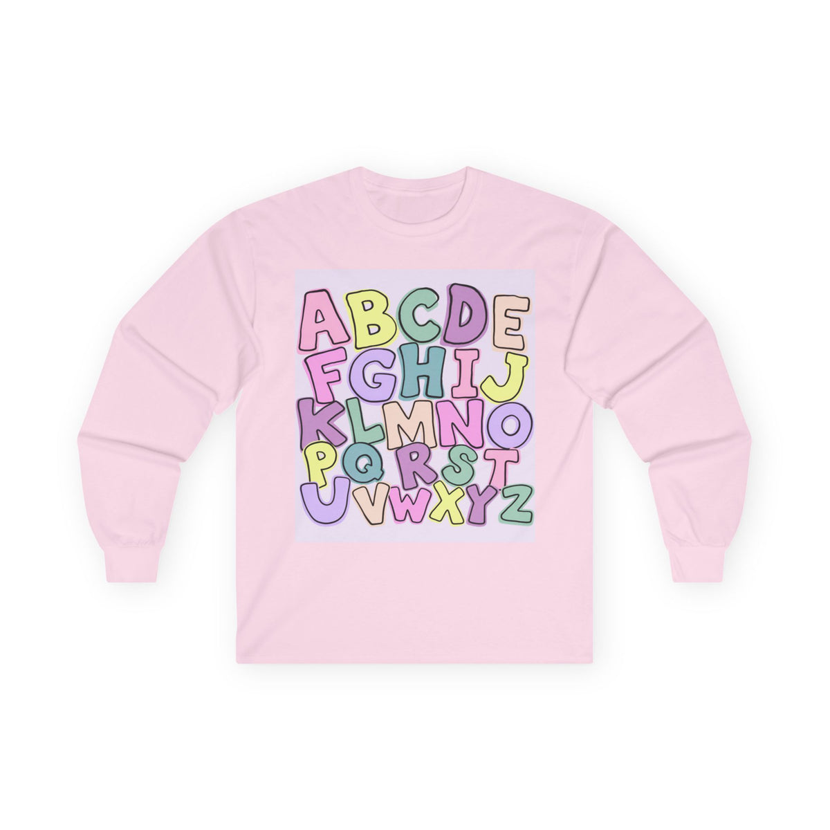 Children's Alphabet Long Sleeve Tee — "Little Learners Club" Pastel ABC Shirt