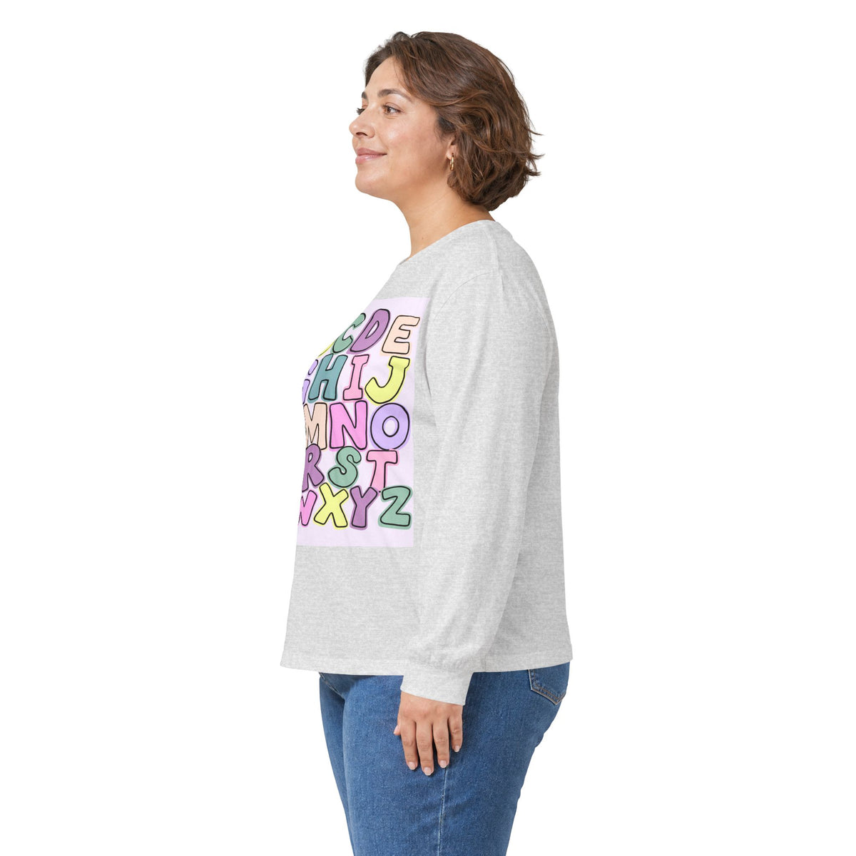 Children's Alphabet Long Sleeve Tee — "Little Learners Club" Pastel ABC Shirt