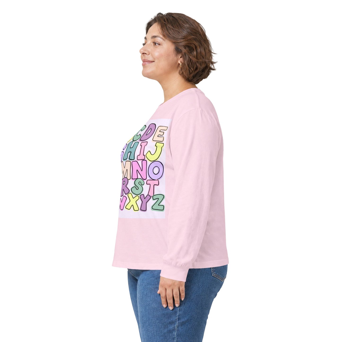 Children's Alphabet Long Sleeve Tee — "Little Learners Club" Pastel ABC Shirt