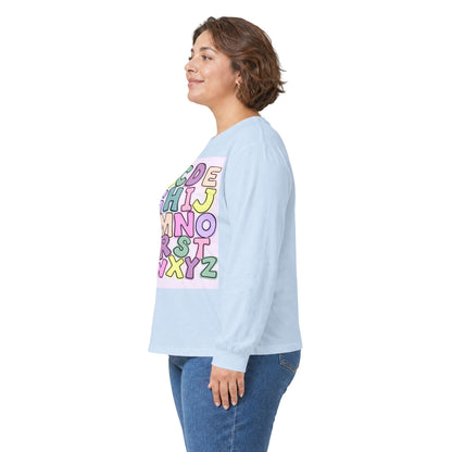 Children's Alphabet Long Sleeve Tee — "Little Learners Club" Pastel ABC Shirt