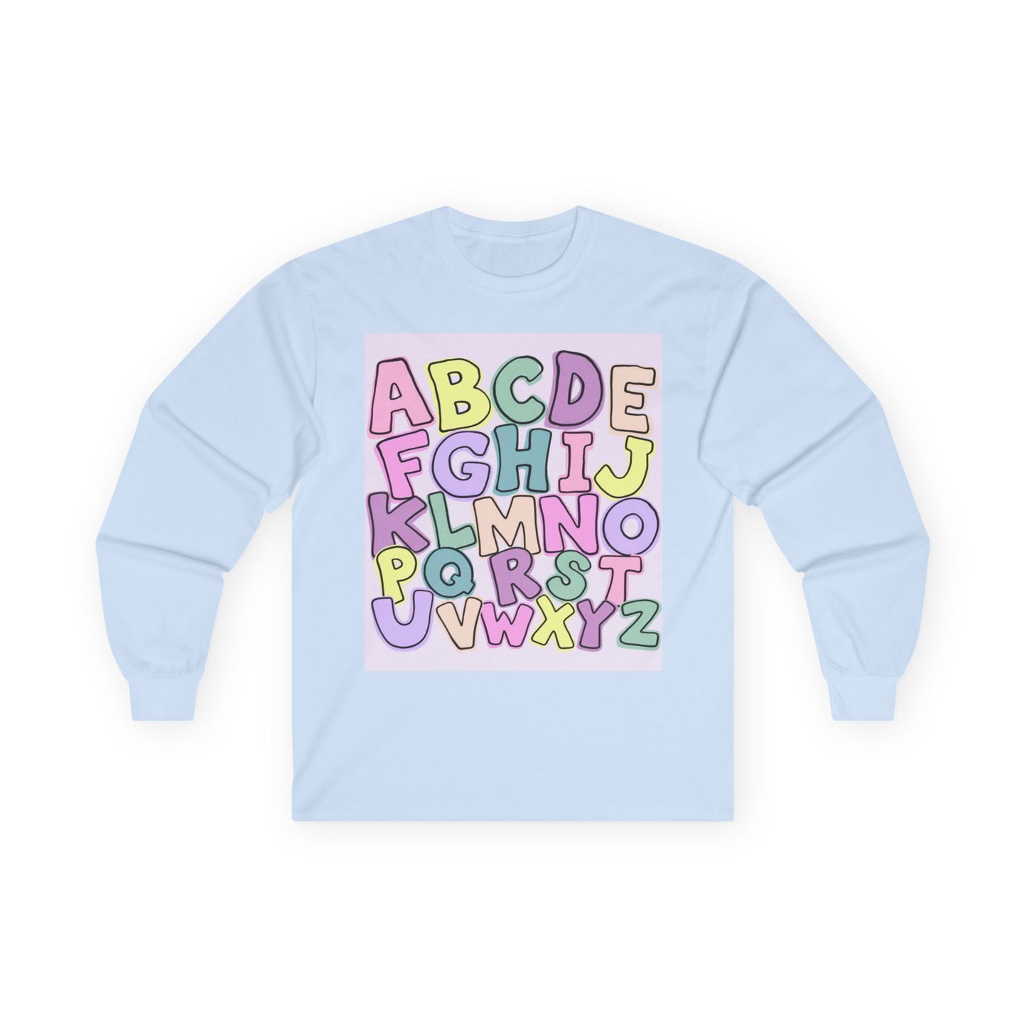 Children's Alphabet Long Sleeve Tee — "Little Learners Club" Pastel ABC Shirt
