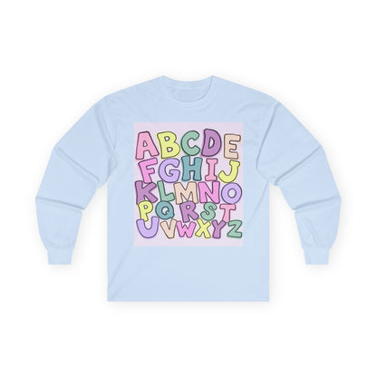 Children's Alphabet Long Sleeve Tee — "Little Learners Club" Pastel ABC Shirt