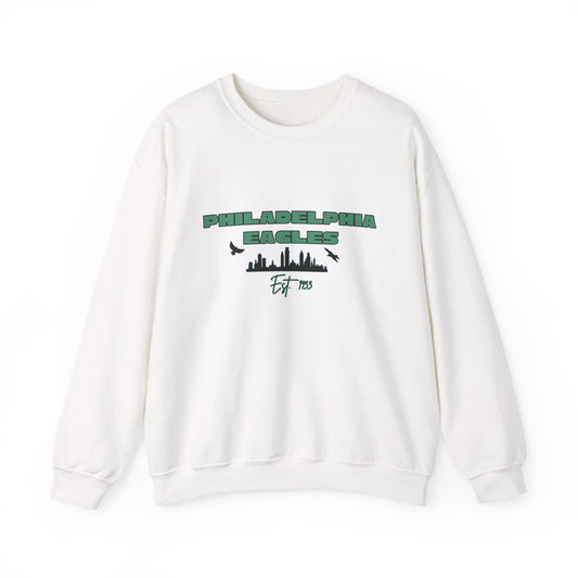 Philadelphia Eagles Crewneck Sweatshirt – “Bird Gang” Skyline Pullover