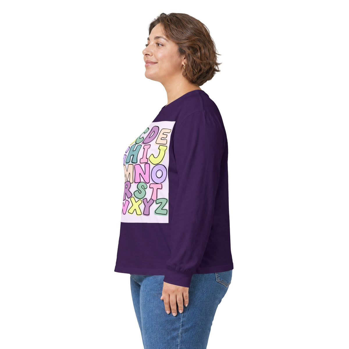 Children's Alphabet Long Sleeve Tee — "Little Learners Club" Pastel ABC Shirt
