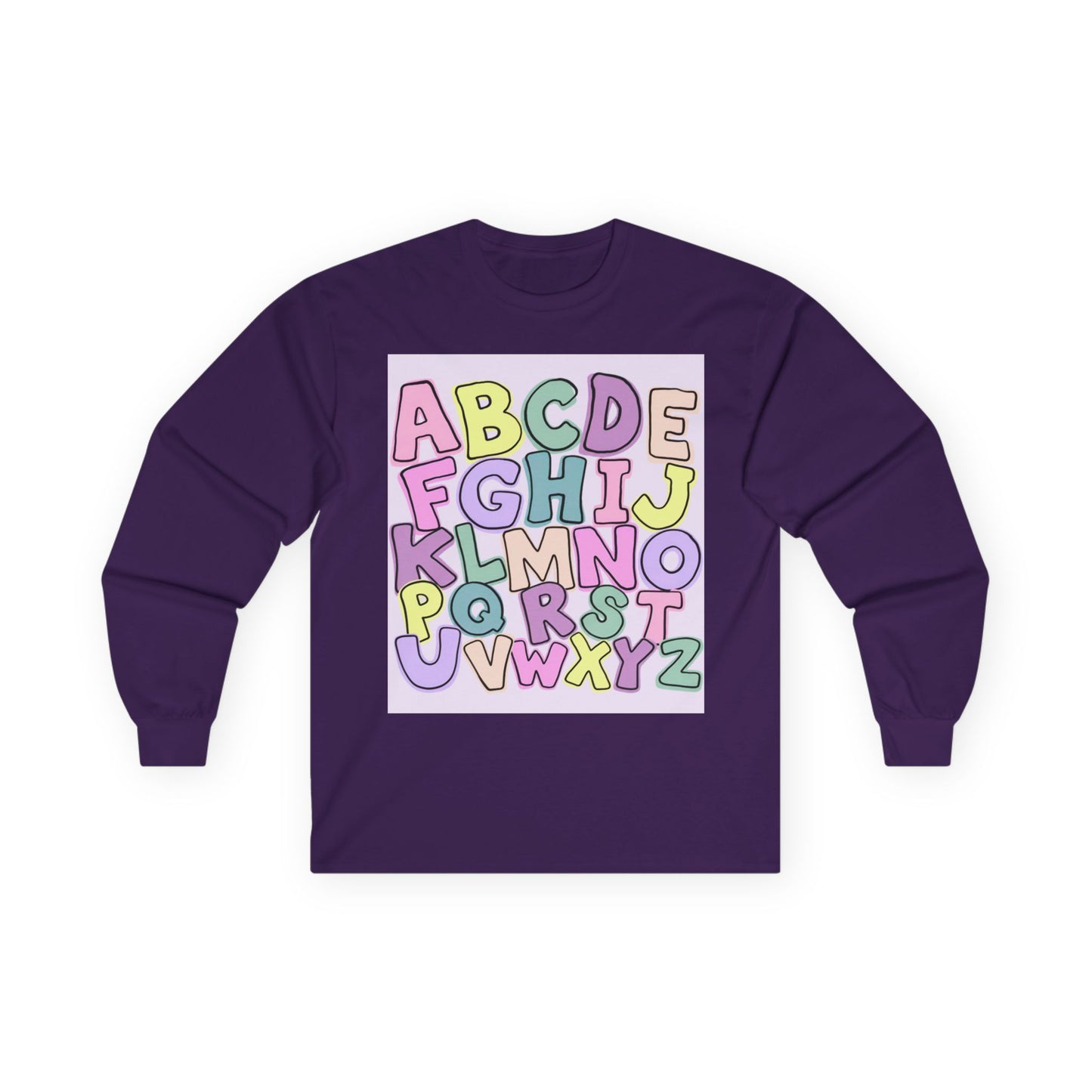 Children's Alphabet Long Sleeve Tee — "Little Learners Club" Pastel ABC Shirt