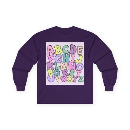 Children's Alphabet Long Sleeve Tee — "Little Learners Club" Pastel ABC Shirt