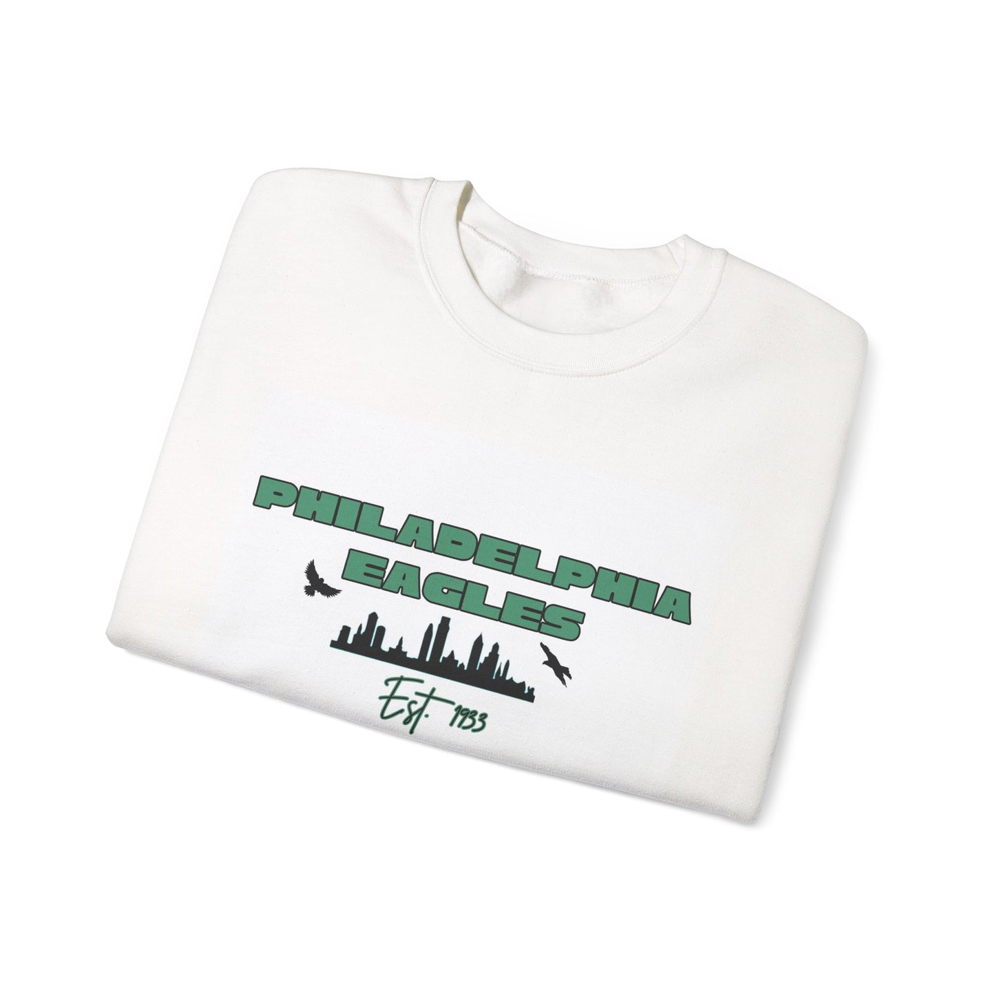 Philadelphia Eagles Crewneck Sweatshirt – “Bird Gang” Skyline Pullover