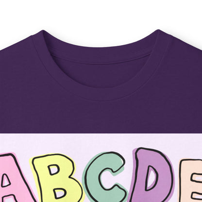 Children's Alphabet Long Sleeve Tee — "Little Learners Club" Pastel ABC Shirt