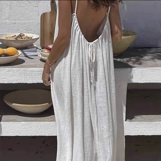 Strappy Backless Loose Long Homewear Dress