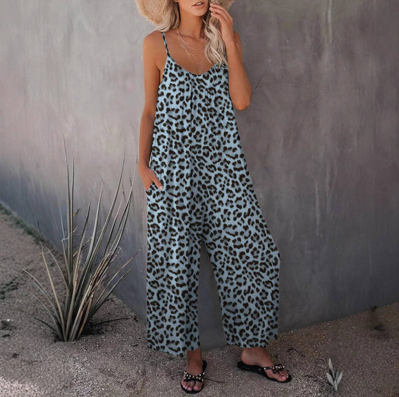Sleeveless Jumpsuit Romper with Pockets