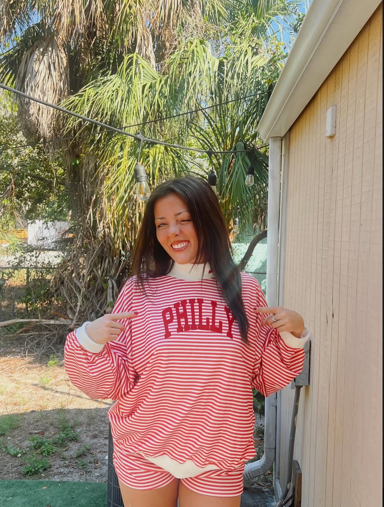 Red Stripe Mock Set