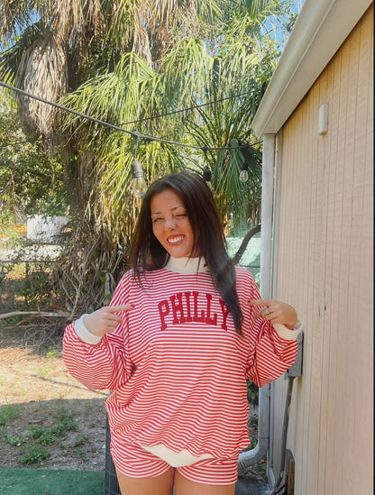 Red Stripe Mock Set